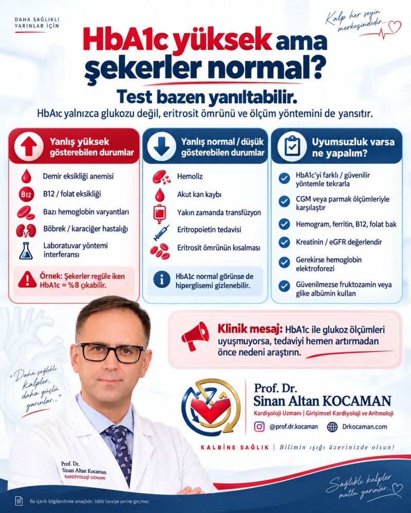 🩸 Şekerler normal ama HbA1c yüksek… Bu mümkün mü? için tıbbi bilgilendirme görseli